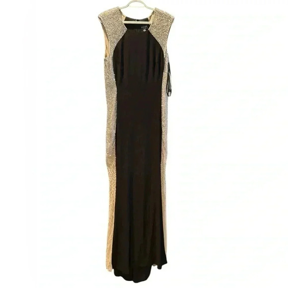 Xscape Madison long jersey knit caviar beaded sides dress - Picture 4 of 8